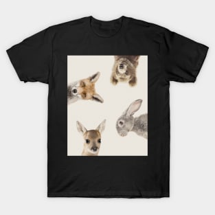 Peekaboo animals Rabbit Fox Bear Deer T-Shirt